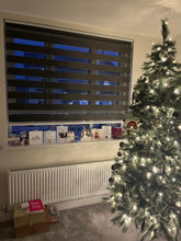 Load image into Gallery viewer, Dark Grey Day and Night Roller Blinds - Zebra Blind Dim or Translucent Vision Roller Shades for Windows and Doors - Dual Layer Fabric
