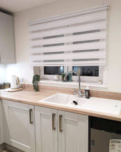Load image into Gallery viewer, White Day and Night Roller Blinds - Zebra Blind Dim or Translucent Vision Roller Shades for Windows and Doors - Dual Layer Fabric