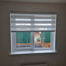 Load image into Gallery viewer, Light Grey Day and Night Roller Blinds - Zebra Blind Dim or Translucent Vision Roller Shades for Windows and Doors - Dual Layer Fabric