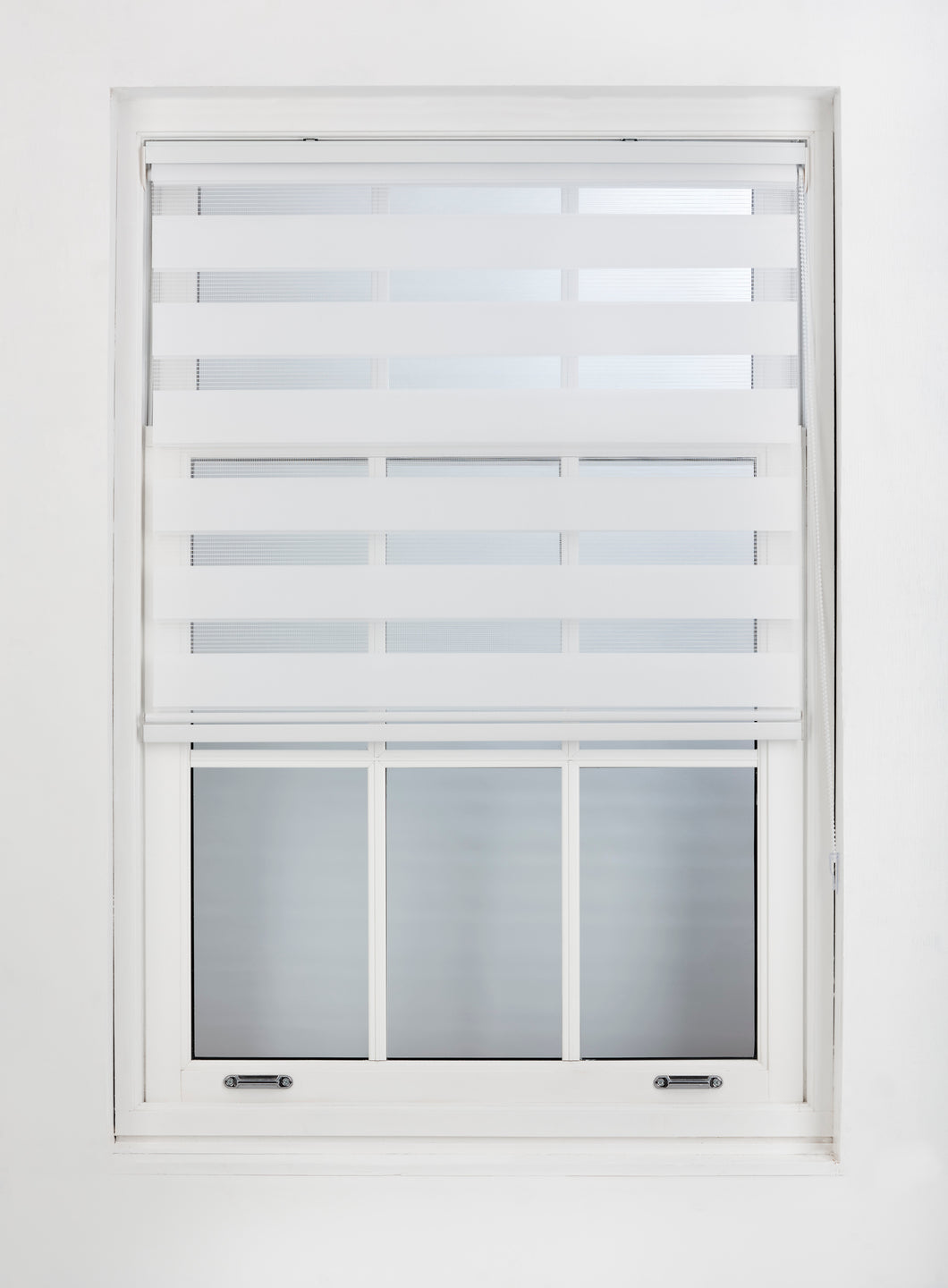 White Day and Night Roller Blinds - Zebra Blind Dim or Translucent Vision Roller Shades for Windows and Doors - Dual Layer Fabric