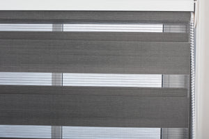 Dark Grey Day and Night Roller Blinds - Zebra Blind Dim or Translucent Vision Roller Shades for Windows and Doors - Dual Layer Fabric