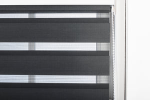 Black Day and Night Roller Blinds - Zebra Blind Dim or Translucent Vision Roller Shades for Windows and Doors - Dual Layer Fabric