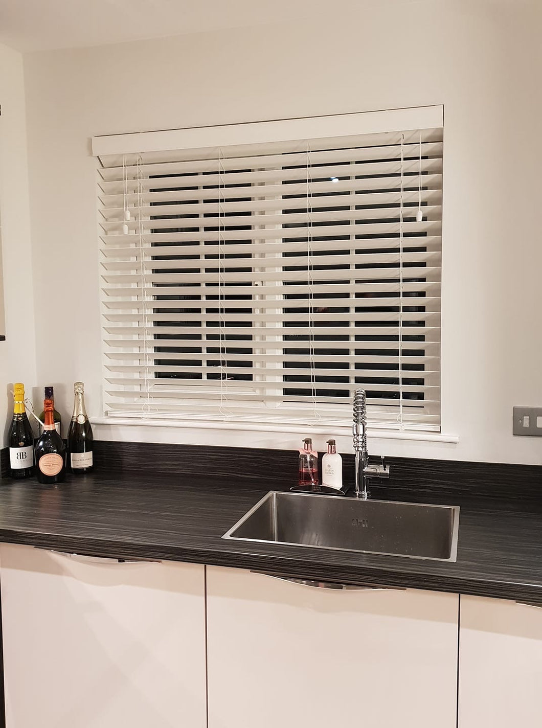 White Faux Wood 50mm Slat Venetian Blind