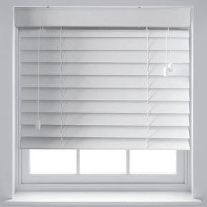 White Faux Wood 50mm Slat Venetian Blind